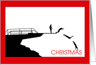 Christmas for Diver with Diving Board in Silhouette card