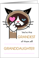 Older Granddaughter Valentine’s Day with Grumpy Cat Finger Heart card