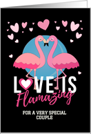 Couple Valentine’s Day Custom Front with a Pair of Flamingos card