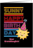 Granddaughter Birthday Custom Front with Happy Colorful Words and Sun card
