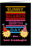 Granddaughter Shared Birthday Custom Front Cute Suns in Party Hats card