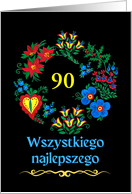 90th Birthday Polish Custom Front Add the Year with Floral Wreath card