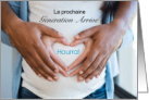 French We’re Expecting Baby Announcement with Couple’s Hands card