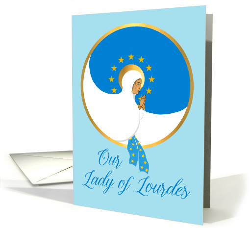 Our Lady of Lourdes Feast Day February 11 Modern Circular Design card