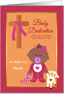 For Girl Baby Dedication Custom Front with Darker Skin Toned Infant card