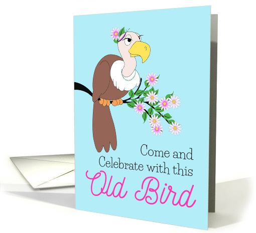 75th Birthday Party Invitation with Funny Female Vulture Old Bird card