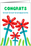 Becoming Great Great Grandparents Congratulations with Flower Balloons card