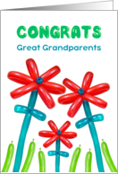 Becoming Great Grandparents Congratulations with Toy Flower Balloons card