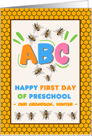 For Grandson First Day of Preschool with Bees and Add a Name card