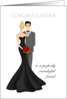 Friend Congratulations on Wedding with Bride in Black Gown card