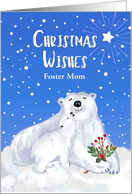 Foster Mom Christmas Wishes with Baby Polar Bear Giving Kisses card