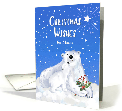 Mama Christmas Wishes with Baby Polar Bear Giving a Kiss card