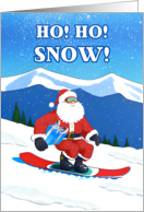 Great Grandson Christmas Santa on Snowboard and Ho Ho Snow card