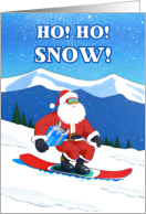 Snowboarding Winter Sports Christmas with Santa Delivering a Present card