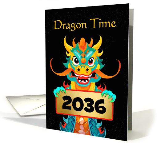 For Kids Chinese New Year of the Dragon Cute 2036 Custom Year card