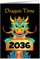 For Kids Chinese New Year of the Dragon Cute 2036 Custom Year card