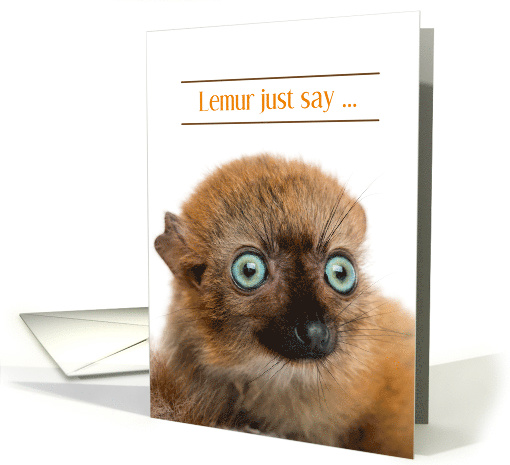 Thinking of You Cute Green Eyed Red Ruffed Lemur Baby card (1874738)