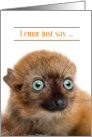 Thinking of You Cute Green Eyed Red Ruffed Lemur Baby card