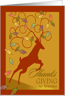 Grandpa Thanksgiving Leaping Deer with Fall Leaves on Antlers card