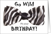 Birthday Humor Zebra Theme with Striped Bow Tie card