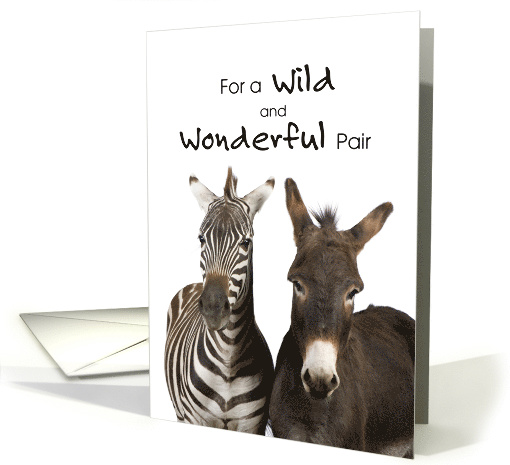 Couple Wedding Anniversary Zebra and Donkey Cute Photo card (1896960)