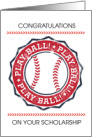 Softball Scholarship Congratulations Play Ball Icon Stitches card