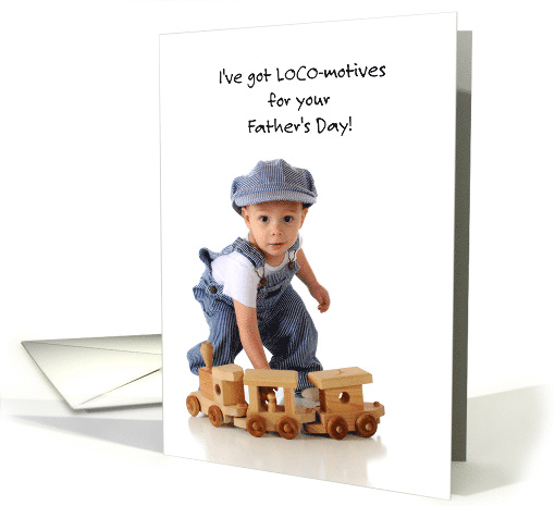 For Dad Father's Day Funny with Boy Engineer Toy Trains card (1915416)