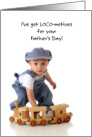 For Dad Father’s Day Funny with Boy Engineer Toy Trains card