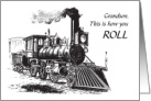 Grandson Birthday Funny Train Puns Steam Locomotive card