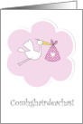 Irish Gaelic New Baby Girl Congratulations Cute Stork card