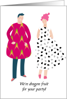 RSVP Acceptance Tropical Party Pun Couple Dressed as Dragon Fruit card