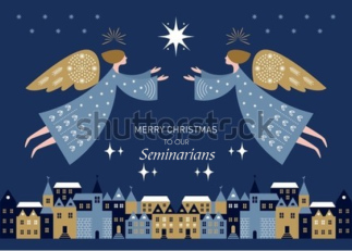 Seminarians Christmas Angels Star and Folk Art Village