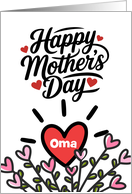 Oma Mother&rsquo;s Day Custom Front with Big Heart and Heart Flowers card