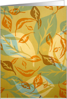 Thanksgiving Foliage Falling Leaves Hand Printed Fabric Design card