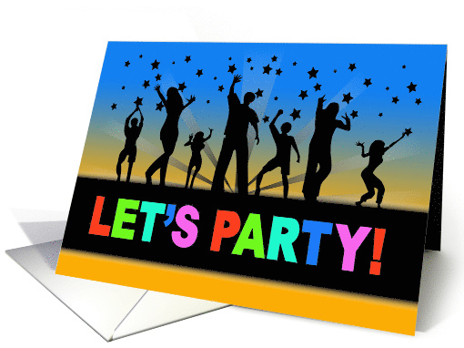 Let's Party General Invitation with Crowd Dancing Under Stars card
