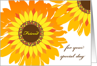 Friend Birthday Sunflowers in Bright and Colorful Design card