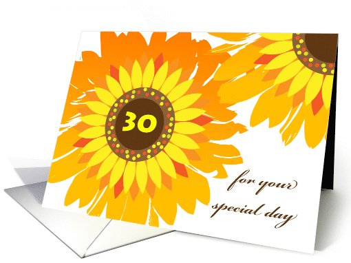 Aunt 30th Birthday Sunflowers in a Bright and Colorful Design card