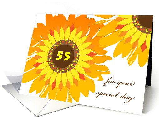 55th Birthday Sunflowers Illustration Bright and Colorful card