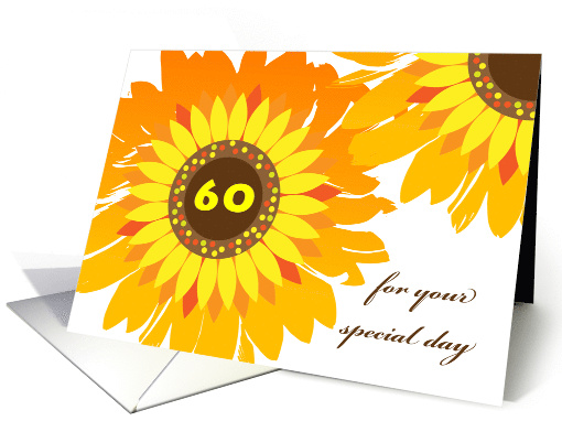 60th Birthday Sunflowers for Your Special Day Floral Illustration card