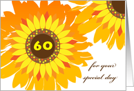 60th Birthday Sunflowers for Your Special Day Floral Illustration card