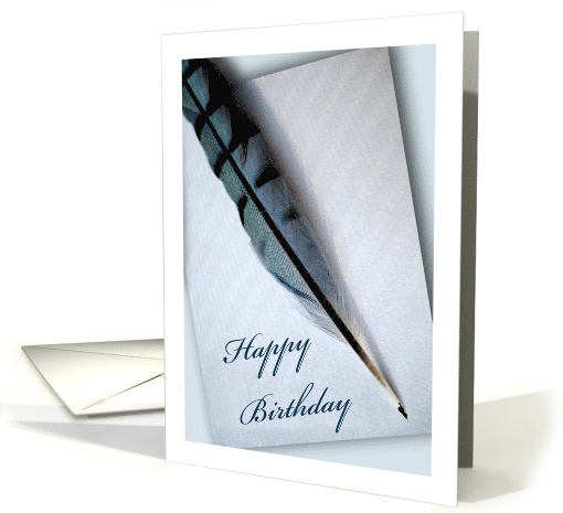 Sister Birthday with Blue Jay Feather on Paper card (494039)