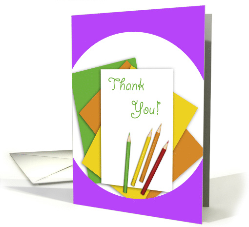 Thank You with Colored Papers and Colored Pencils card (497614)