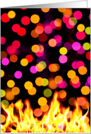 Holi Festival of Colors with Bonfire and Lights in Bokeh Effect card