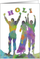 Holi Hindu Festival of Colors with Silhouettes of Colored Powder card