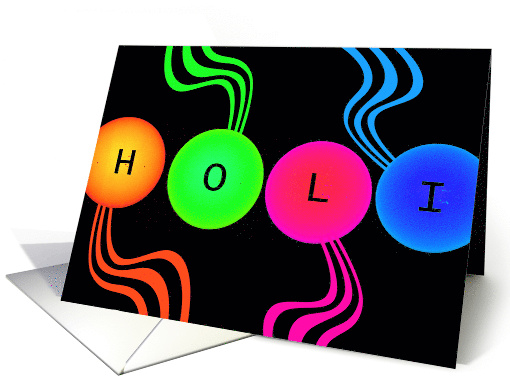 Holi Festival of Colors with Colored Circles and Swirly Lines card