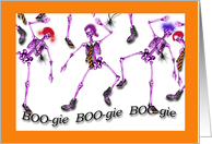 Halloween Skeletons Boogie Down with Funky Hair Styles card