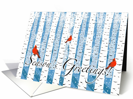 Season's Greetings For Business Customers with Cardinals in Snow card