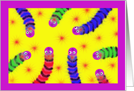 Congratulations on New Baby with Colorful Worm Fuzzies card