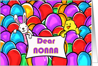 For Nonna Easter with Chick and Bunny Surrounded by Dyed Eggs card