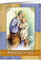 Saint Joseph’s Day with Joseph and Child Jesus and Wood Grain card